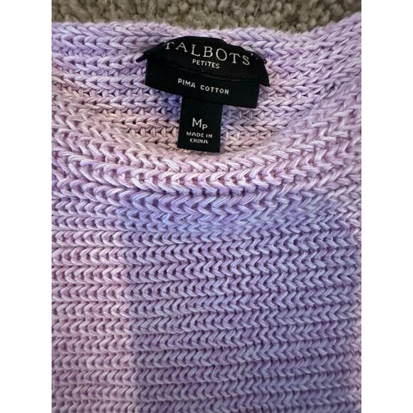 *SOLD* Talbots Lavender Petites 100% Pima Cotton Sweater Size MP ComfyChic Quiet - Picture 9 of 9